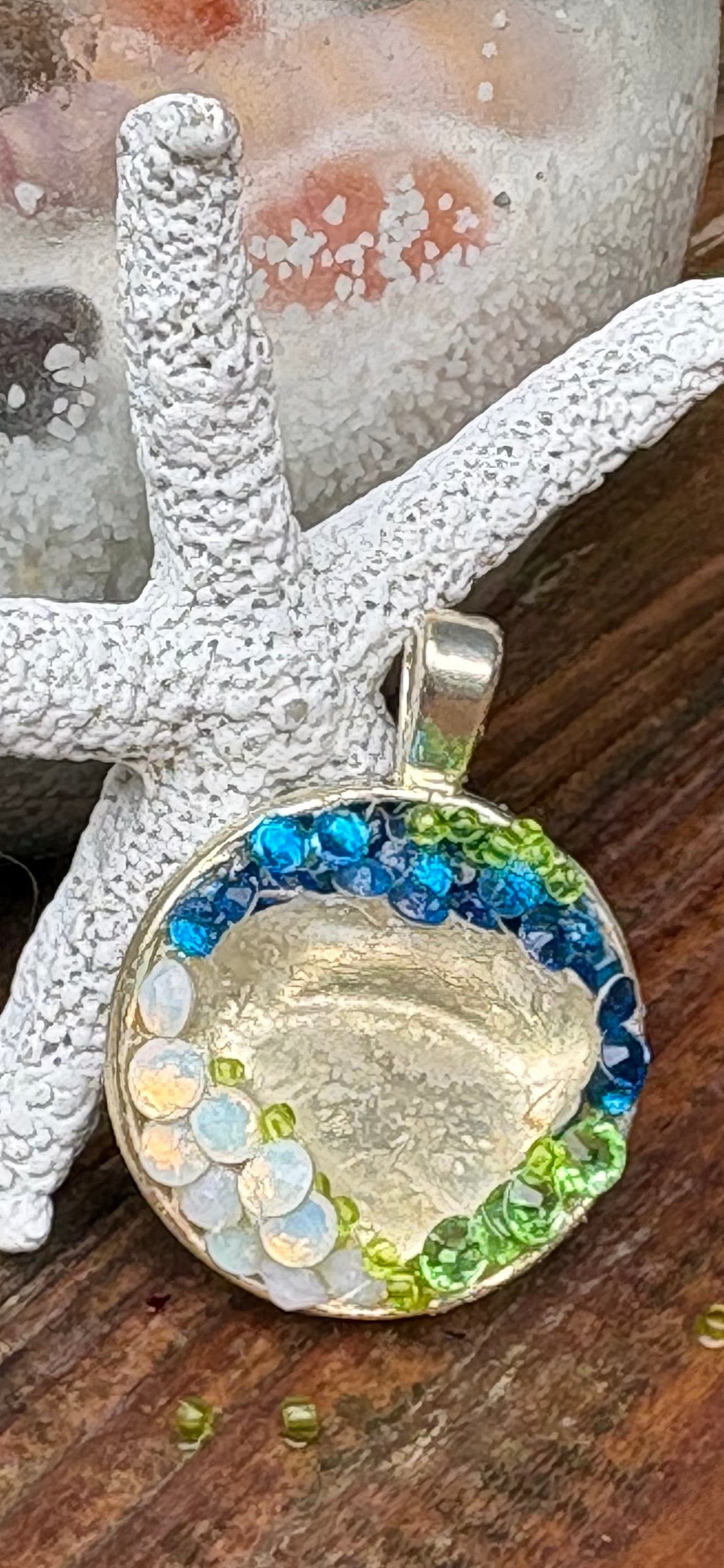Clear Beach Glass with Swarovski Crystals