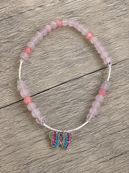 Rose Quartz Butterfly Necklace – Love, Healing & Transformation