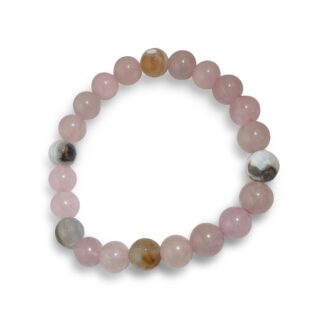 Rose Quartz with Beach Agate Bracelet