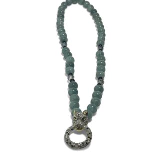 Burmese Jade Jaguar with Black Jasper Necklace