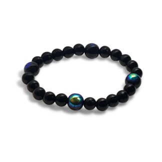 Black Jasper with Iridescent Bead Bracelet