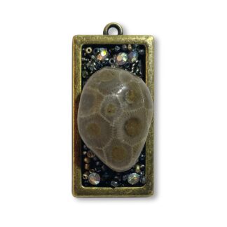 Lake Michigan Petoskey Stone Pendant (Swarovski Crystals)