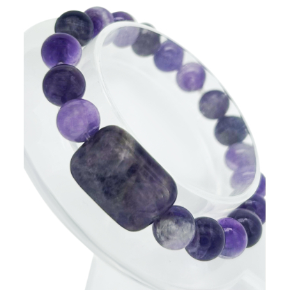 Close-up of Amethyst Crystal Energy Bracelet showcasing the center stone