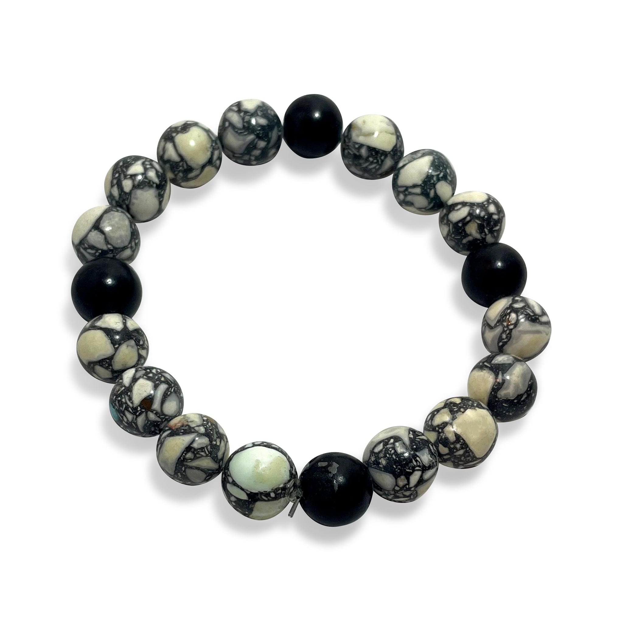 Howlite and Black Jasper Bracelet